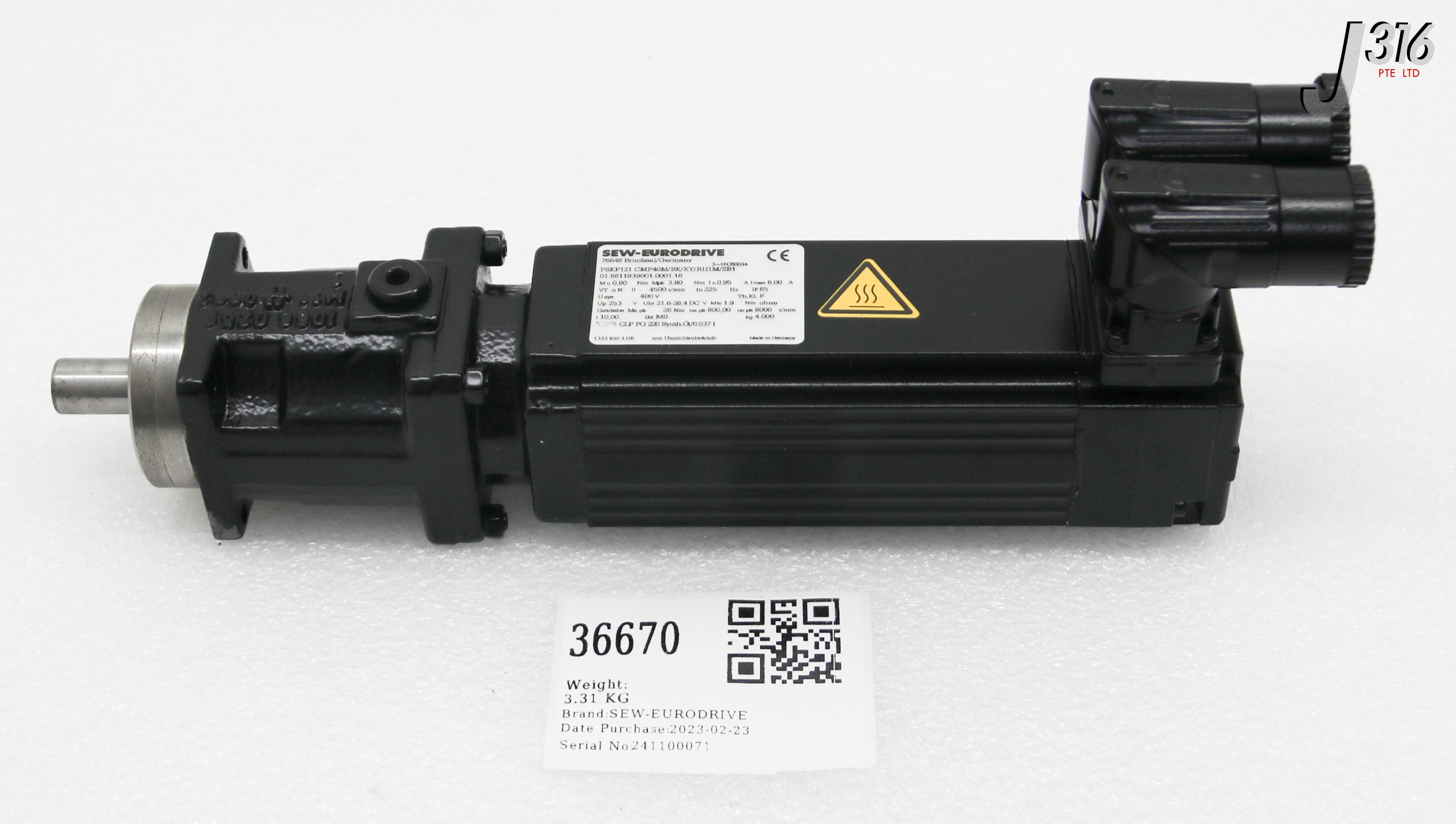 244様 36670 SEW-EURODRIVE SYNCHRONOUS SERVO MOTOR (NEW) PSKF121 CMP40M